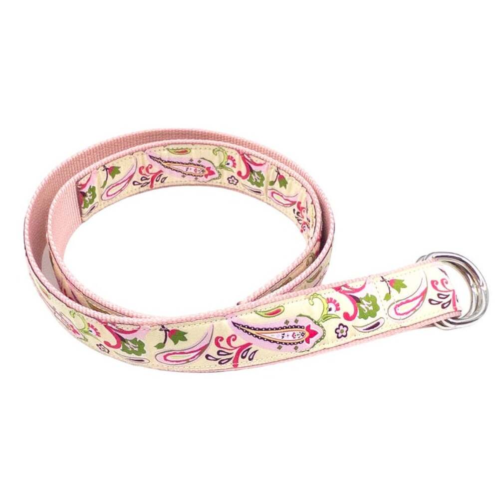 Douglas Paquette Paisley Woven D-Ring Belt Women Medium Pink Green Purple USA